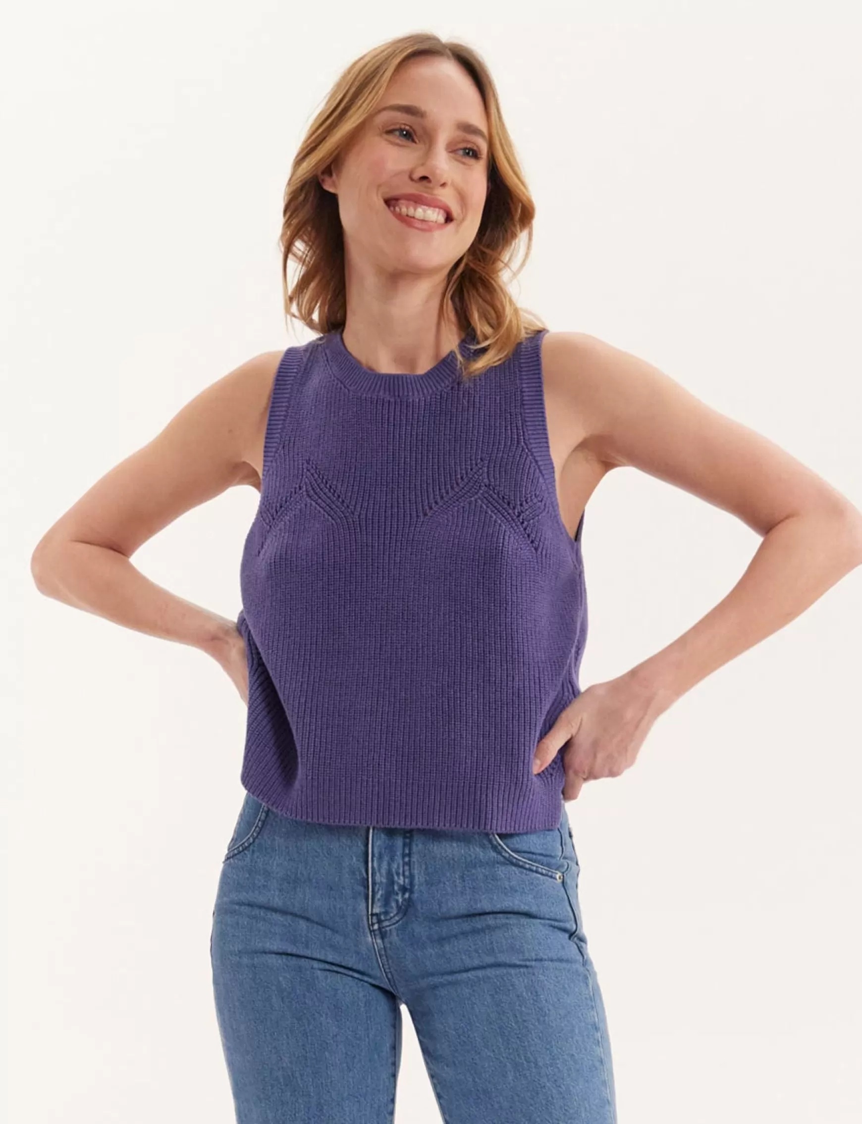 Ines de la Fressange Paris Agatha purple sleeveless jumper Best