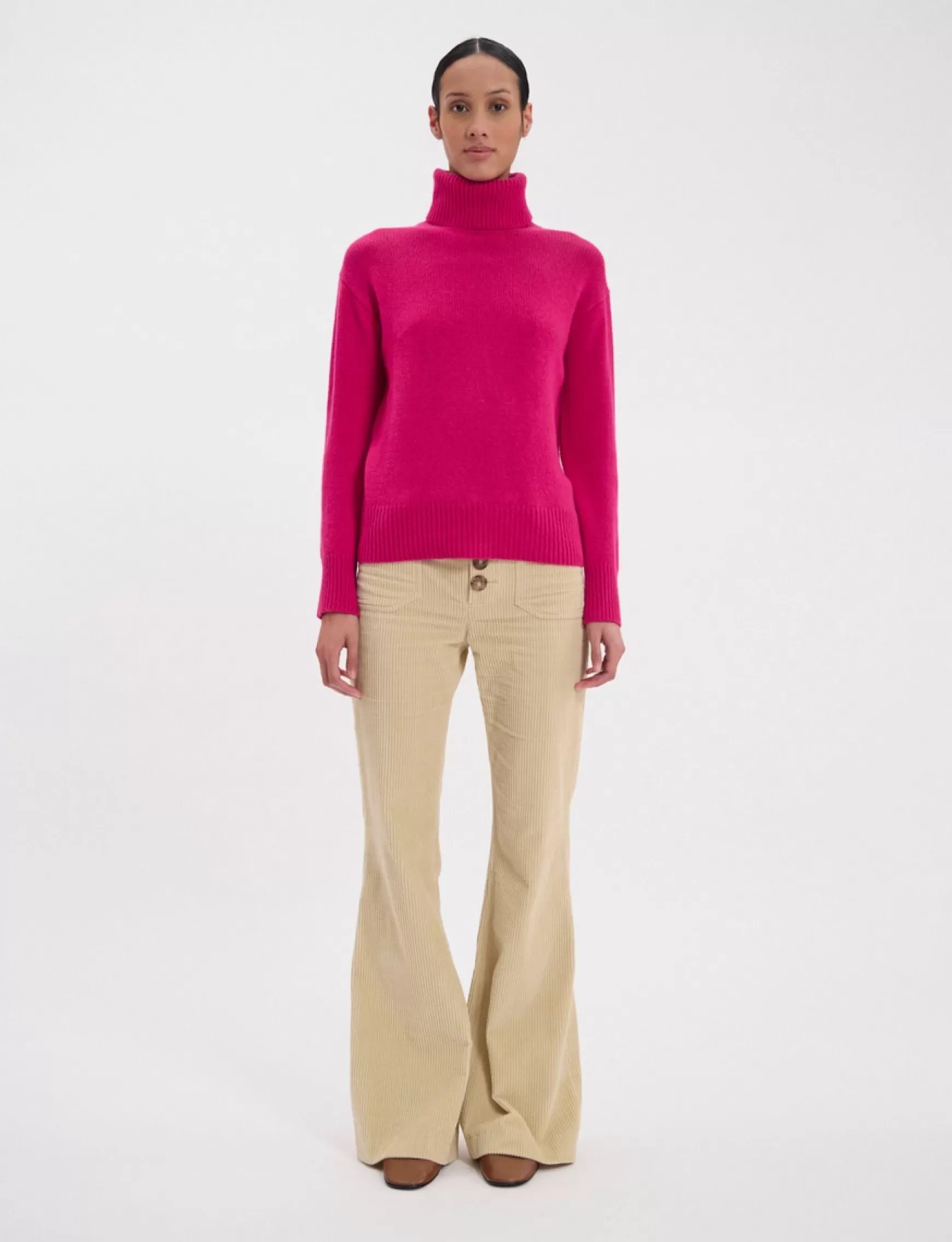 Ines de la Fressange Paris Aiden turtleneck jumper in fuchsia wool and cashmere Best
