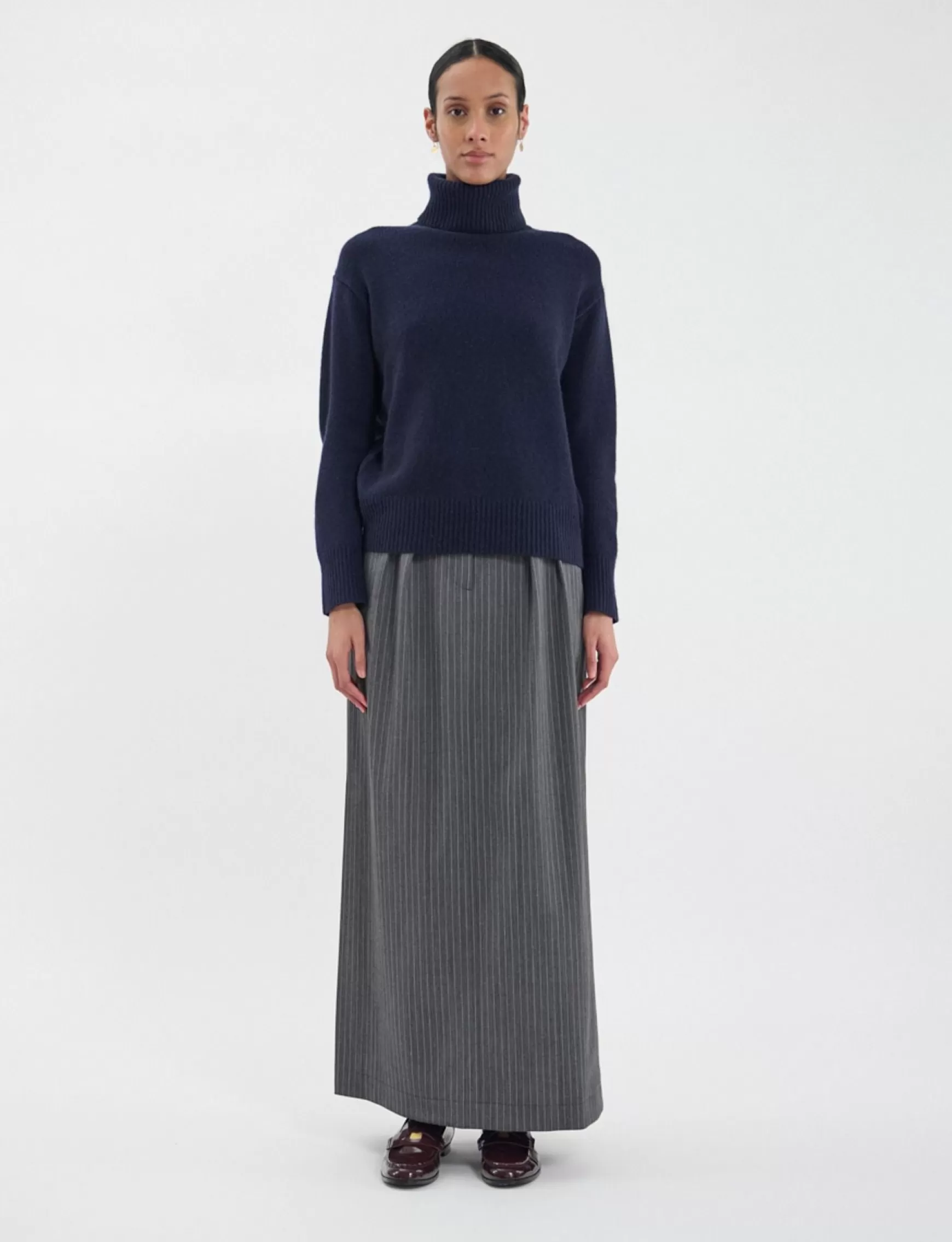 Ines de la Fressange Paris Aiden wool and cashmere turtleneck jumper Navy blue Cheap