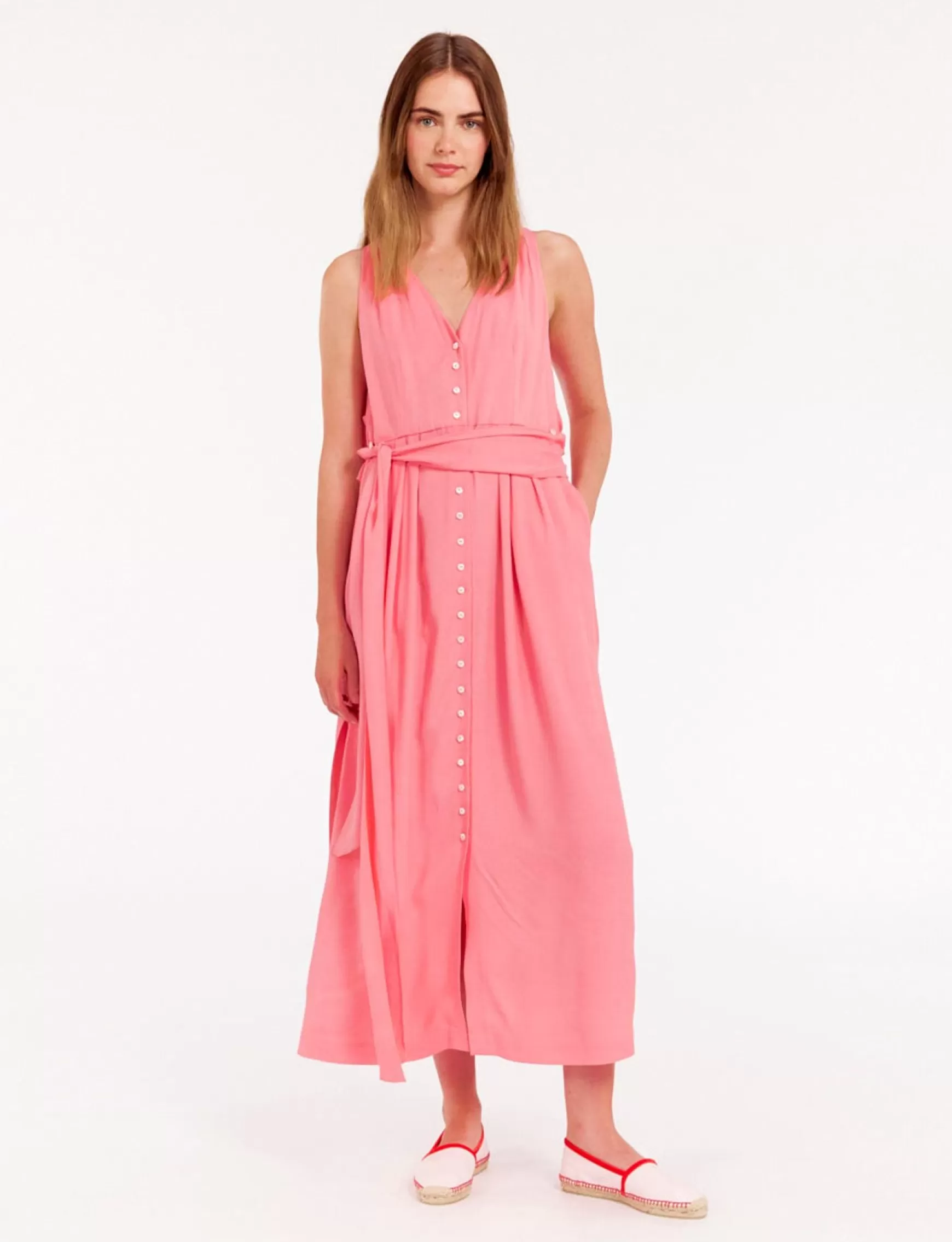 Ines de la Fressange Paris Ambre long dress in pink viscose Best