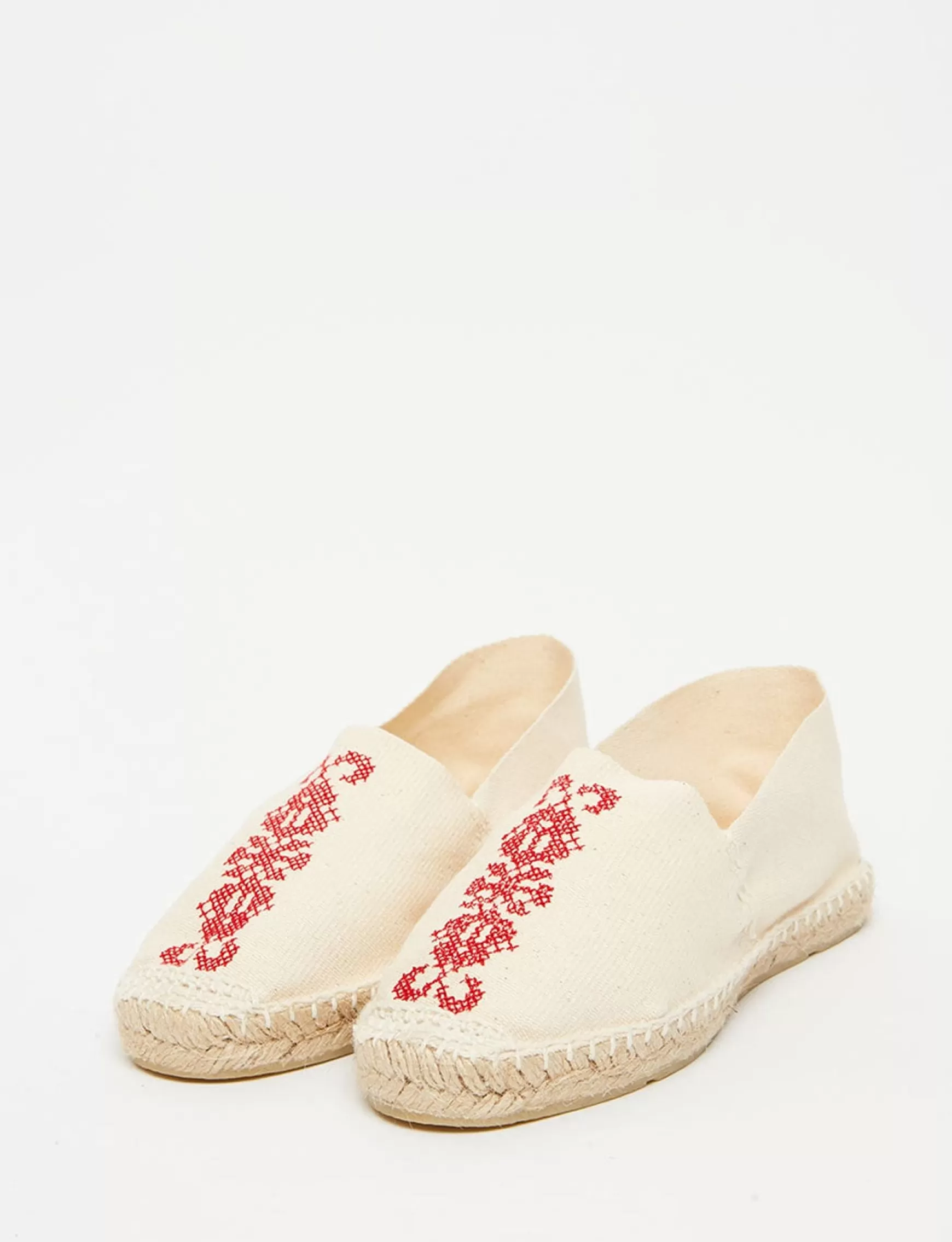 Ines de la Fressange Paris Auriane ecru embroidered espadrilles Hot