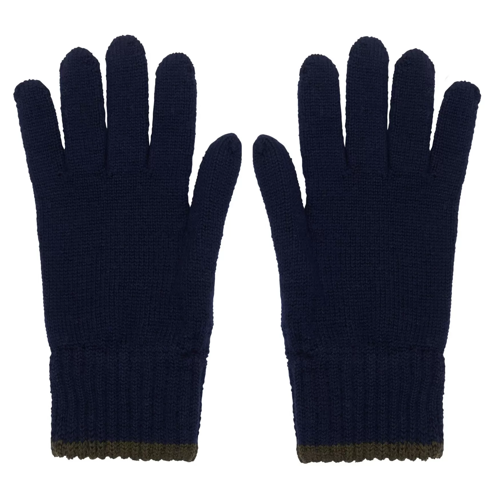 Ines de la Fressange Paris Bahia gloves in navy knit, khaki mesh Store