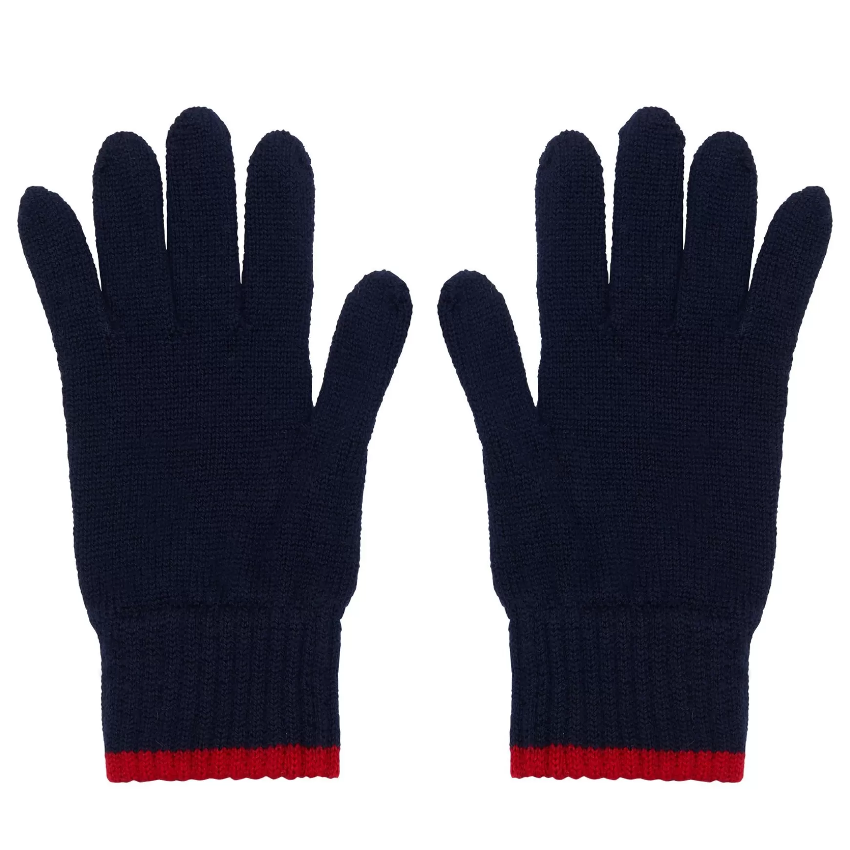 Ines de la Fressange Paris Bahia gloves in navy knit, red mesh Shop