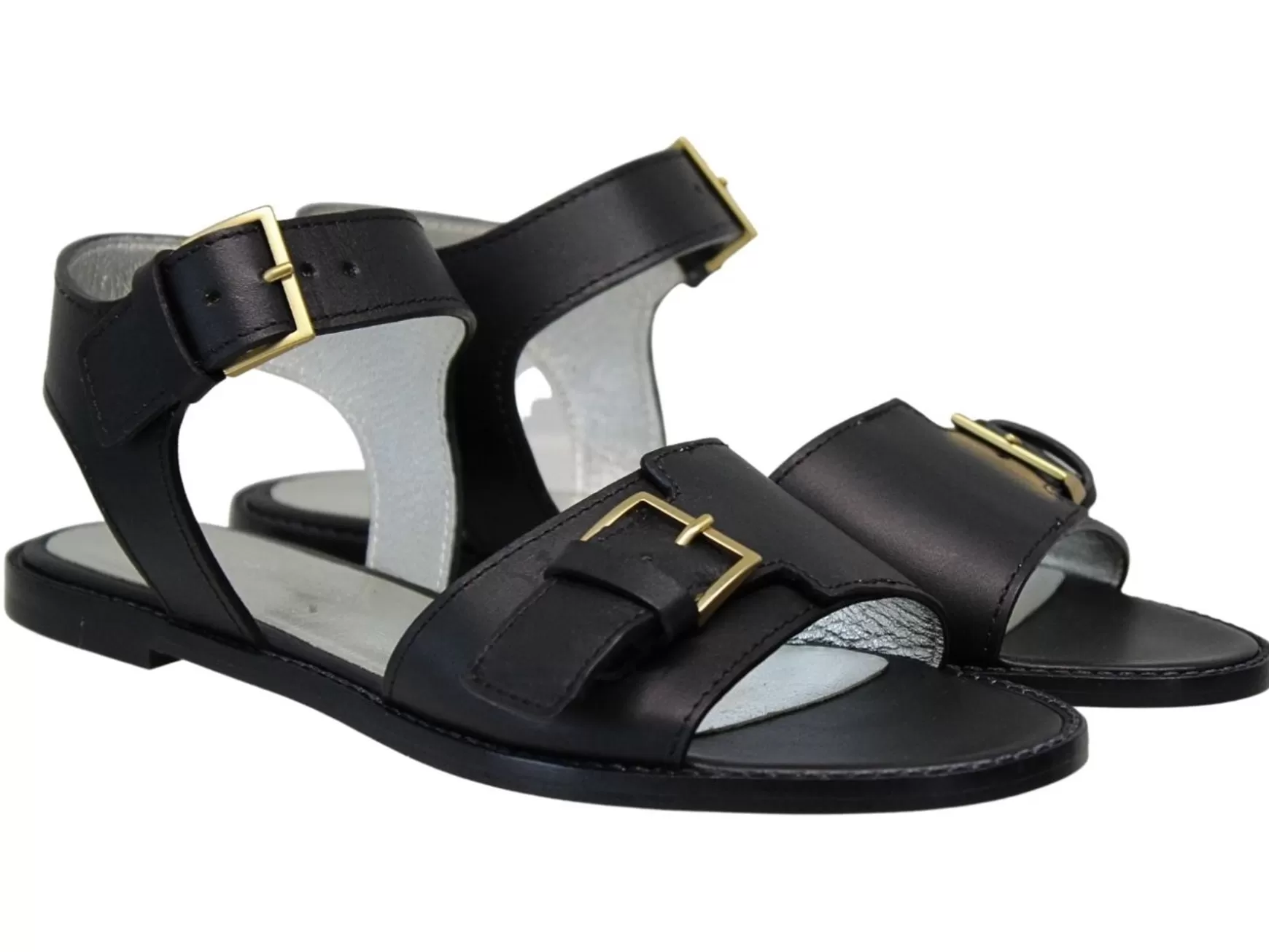 Ines de la Fressange Paris Black buckle sandals Best Sale