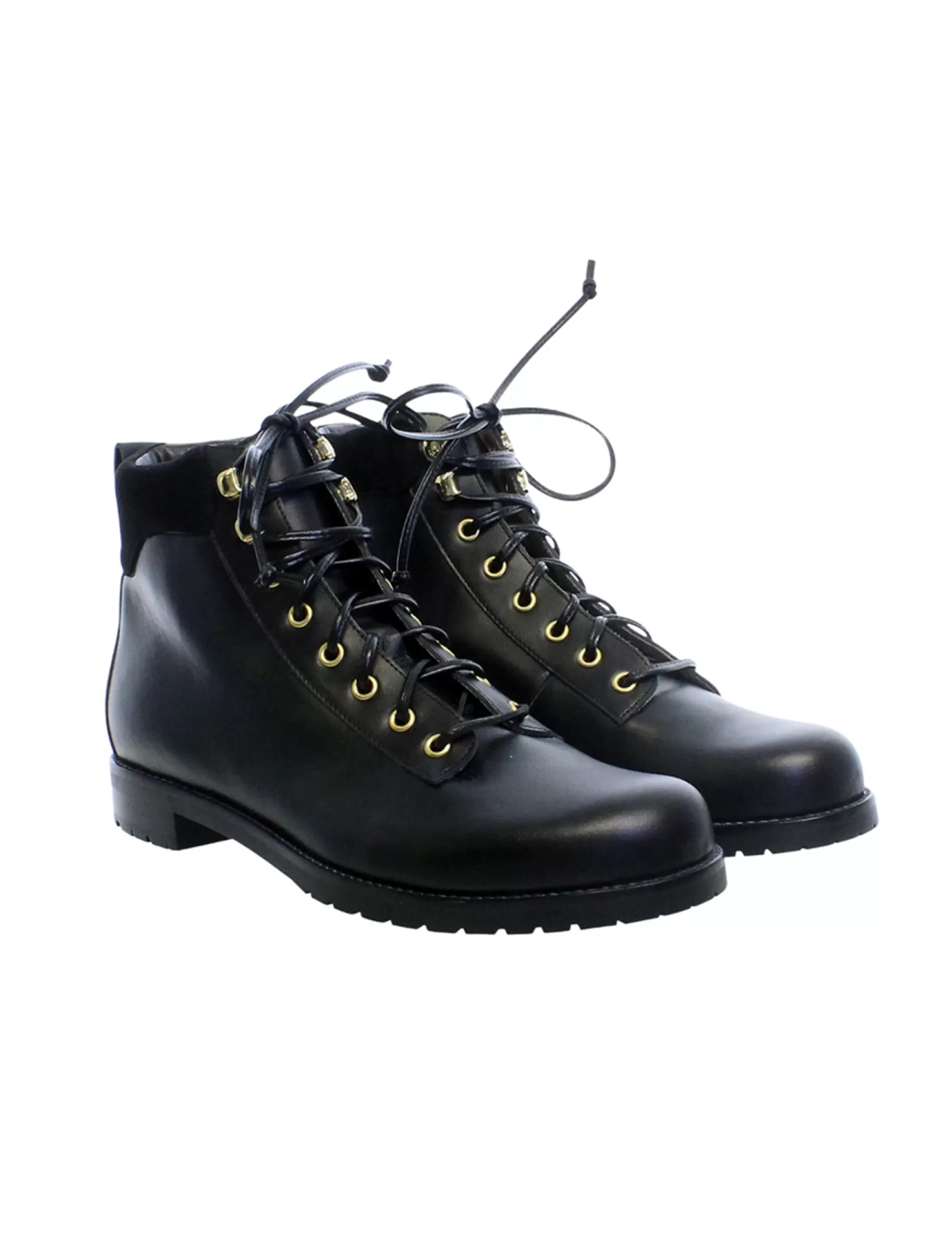 Ines de la Fressange Paris Black leather mountain boot New