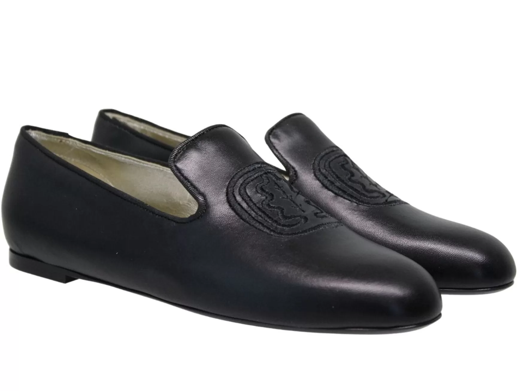 Ines de la Fressange Paris Callie embroidered loafer in black leather Sale