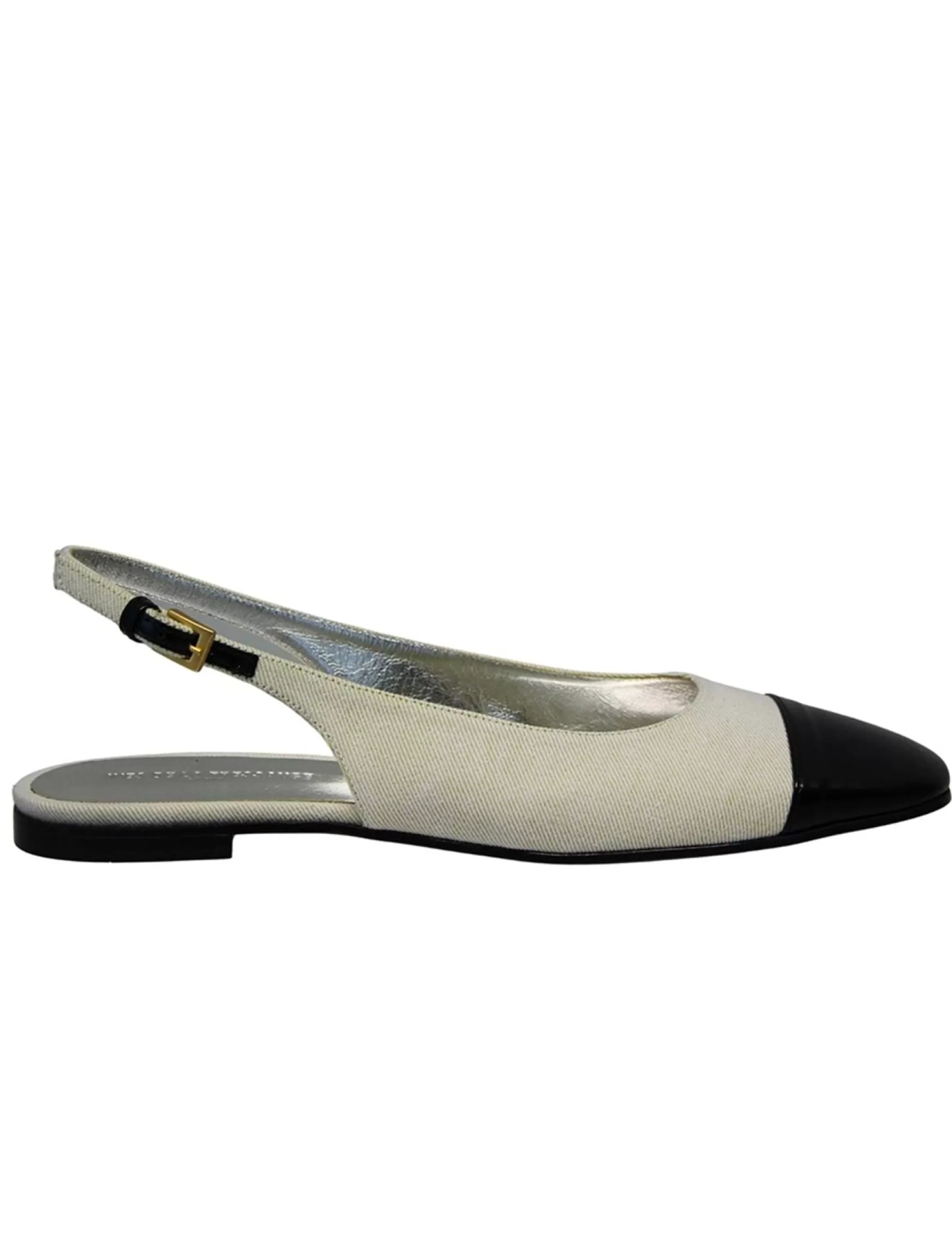 Ines de la Fressange Paris Celia cream and black slingback ballerina Shop