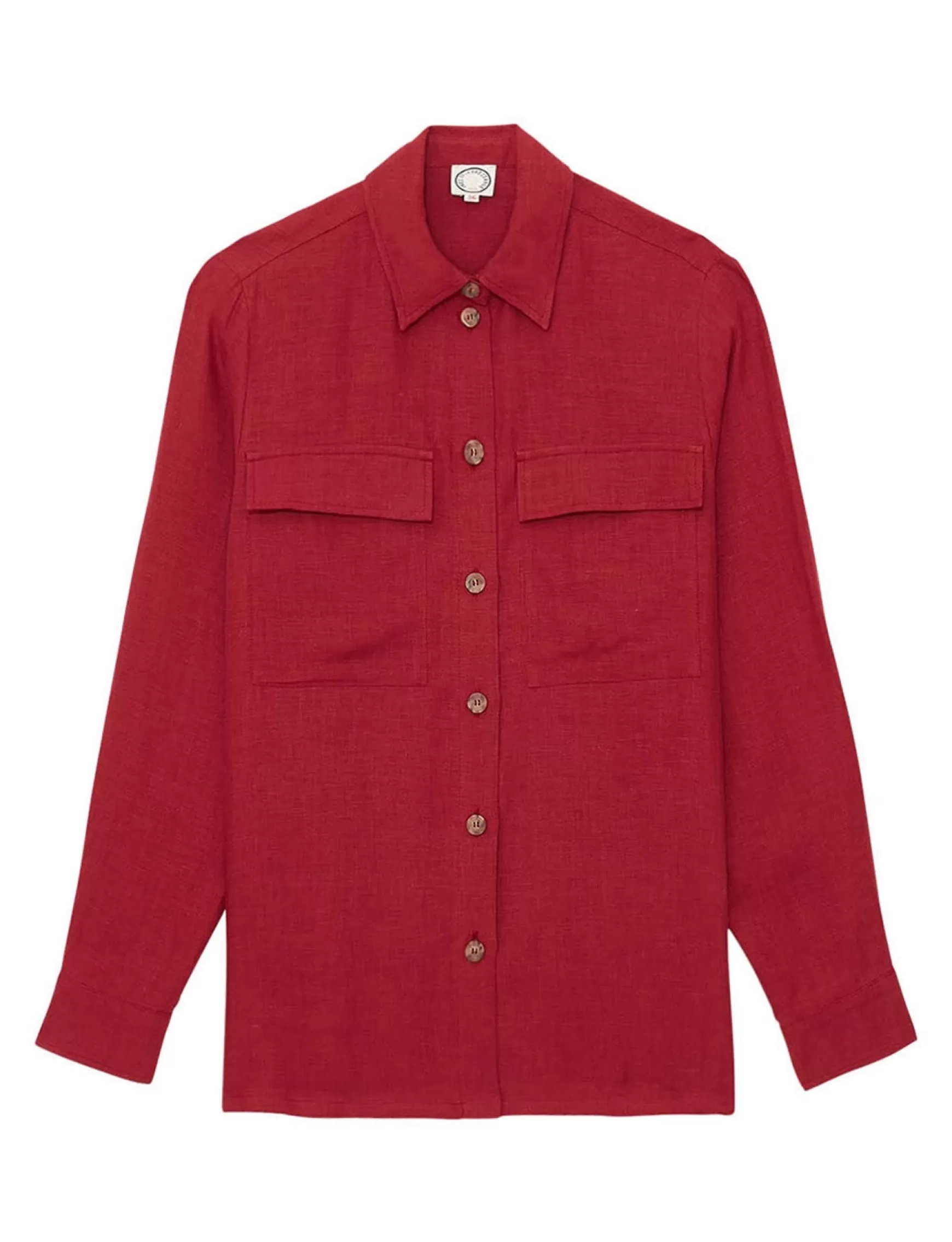 Ines de la Fressange Paris Chandler shirt in raspberry linen Outlet