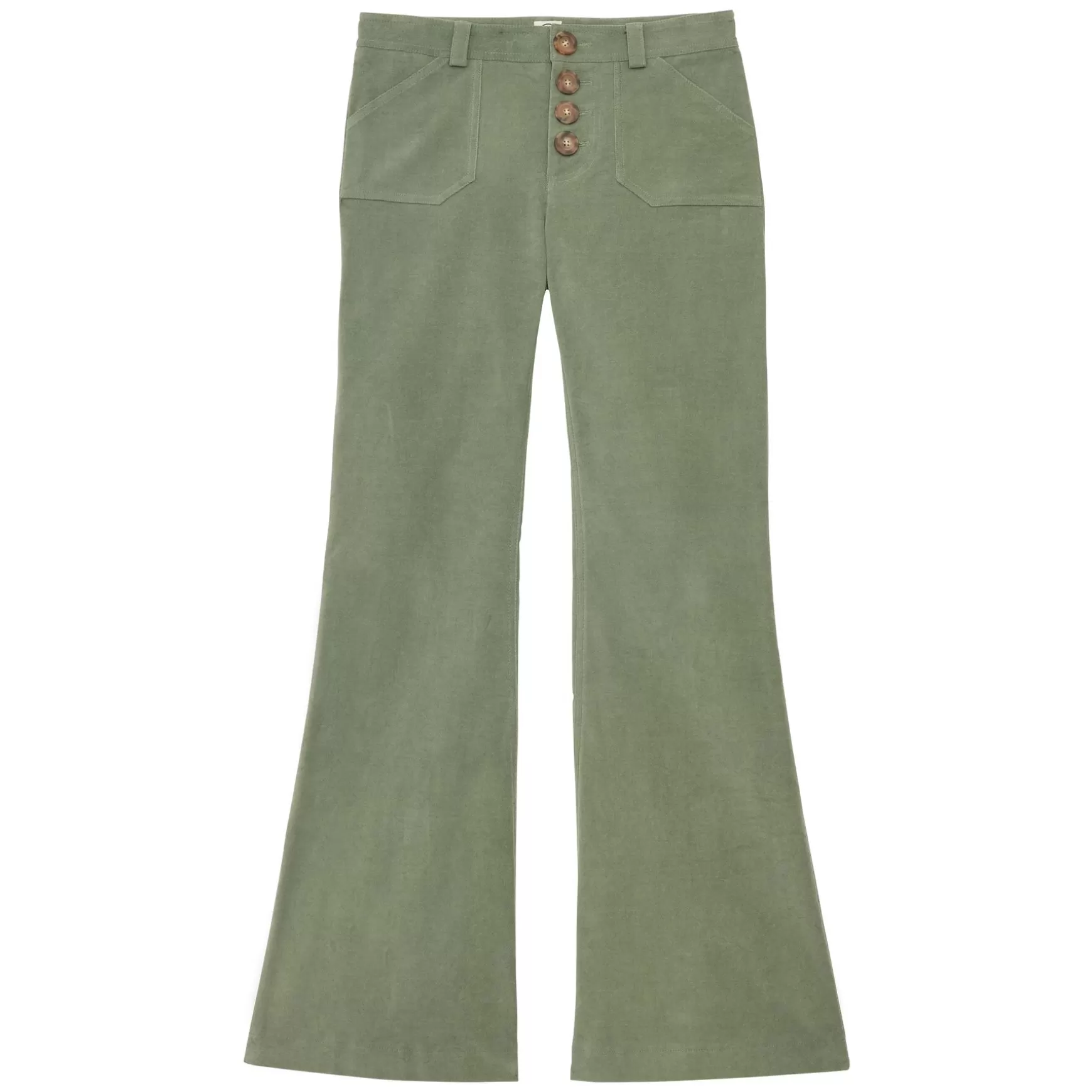 Ines de la Fressange Paris Charlotte trousers in almond green smooth velvet New