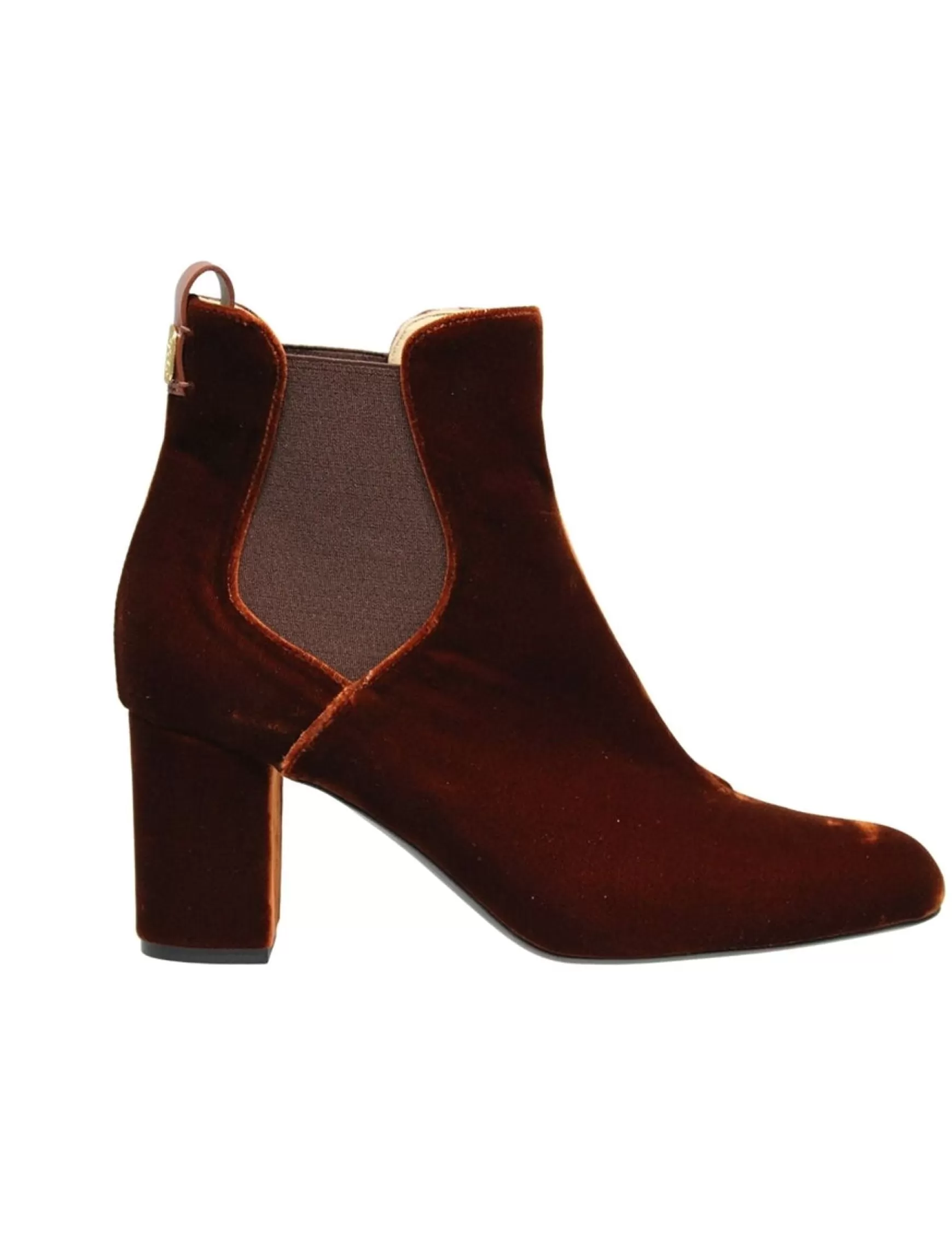 Ines de la Fressange Paris Chelsea boots with heel, copper velvet Online