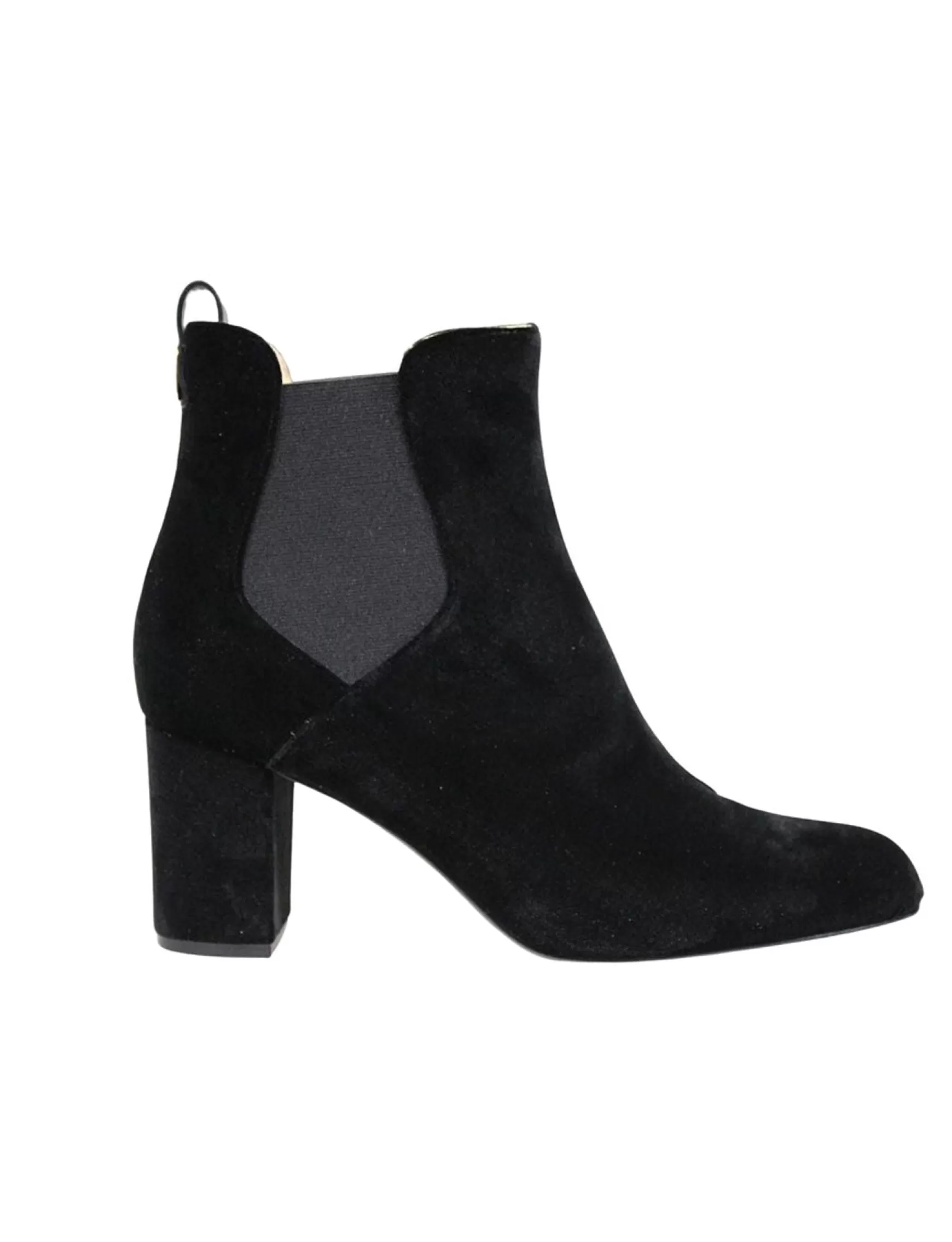 Ines de la Fressange Paris Chelsea boots with heels, black velvet Fashion