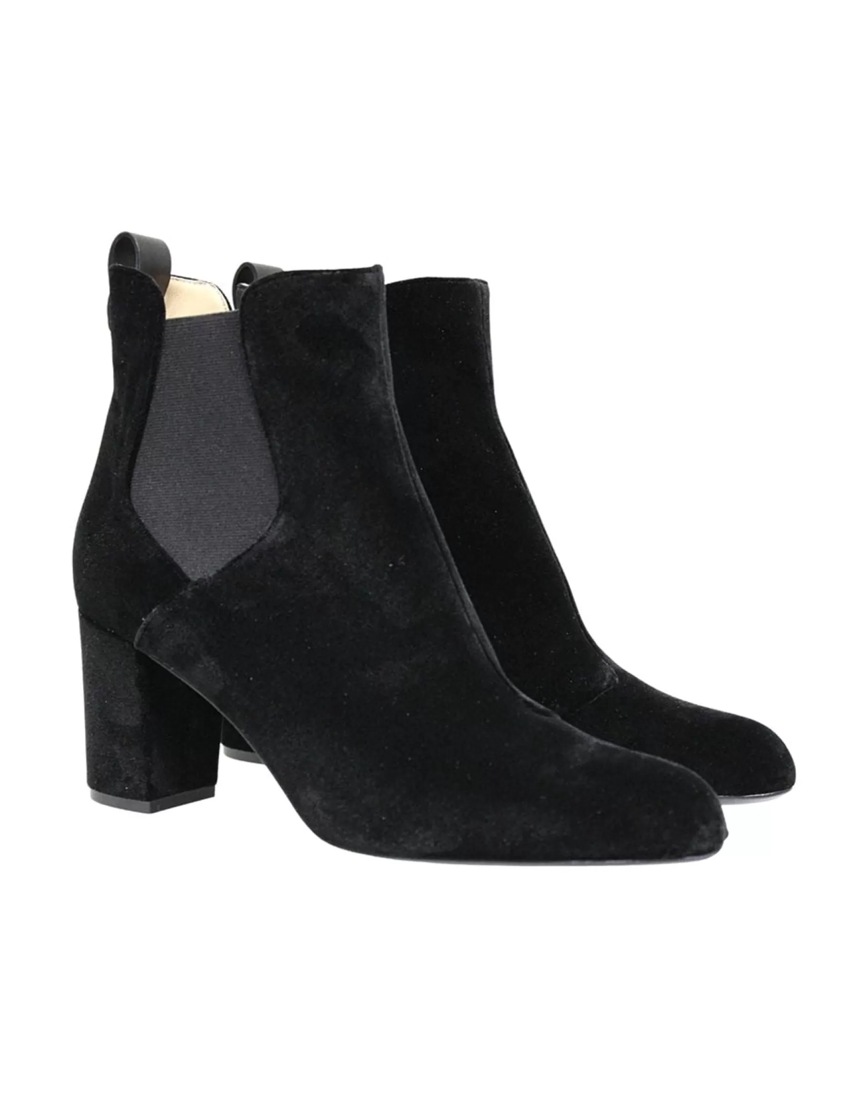 Ines de la Fressange Paris Chelsea boots with heels, black velvet Fashion