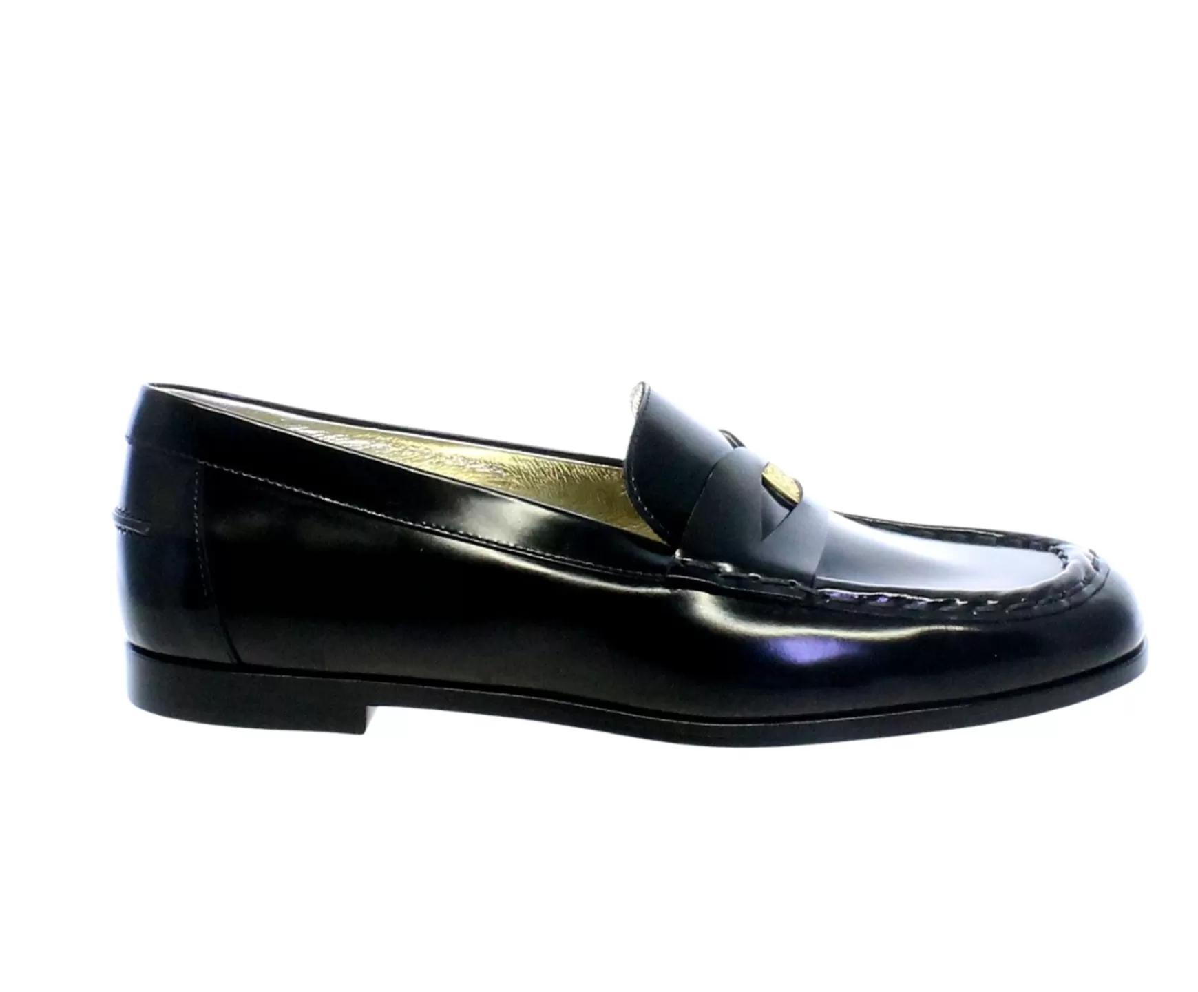Ines de la Fressange Paris Elvire loafer in black glacé leather Shop