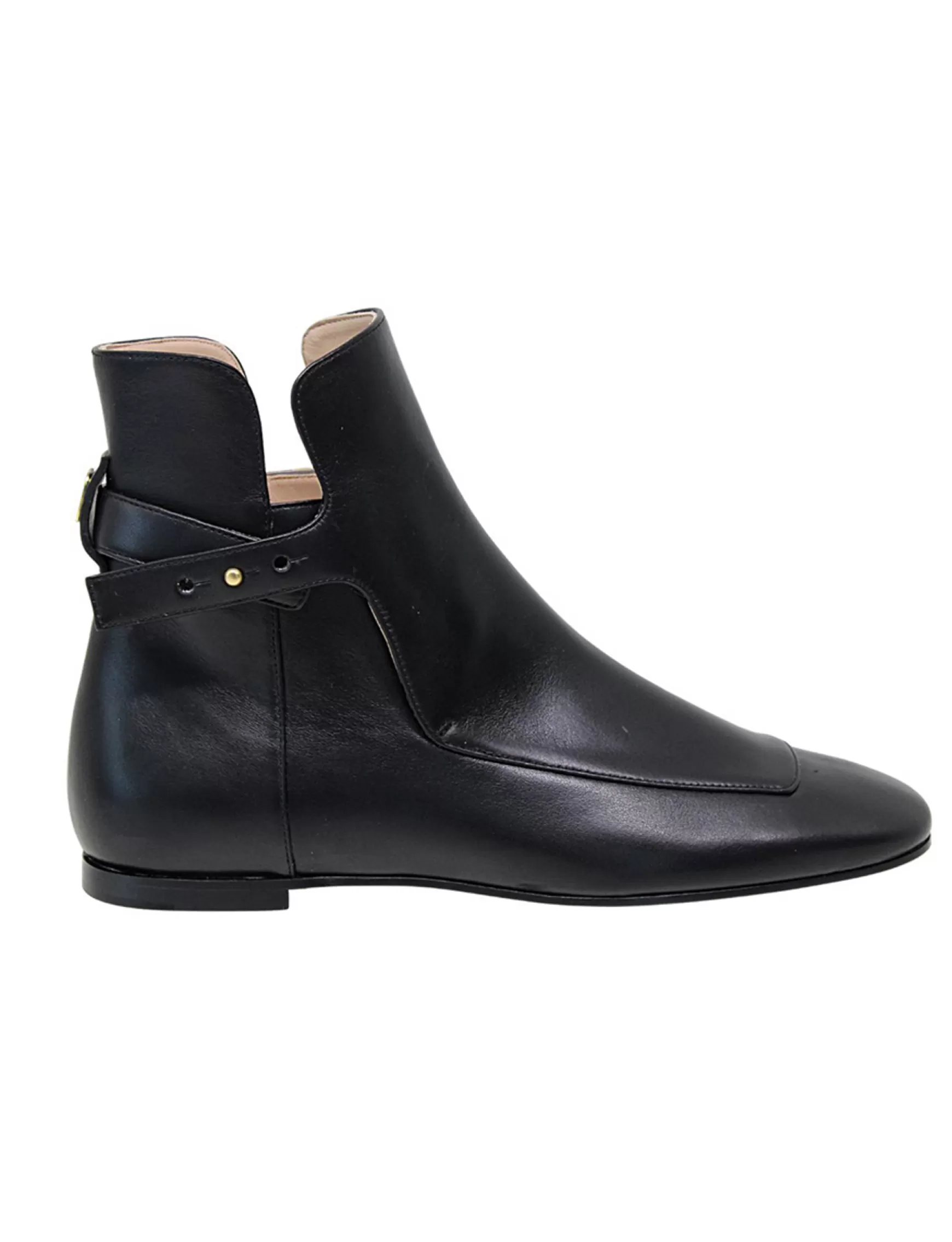 Ines de la Fressange Paris Flat black leather ankle boot Flash Sale