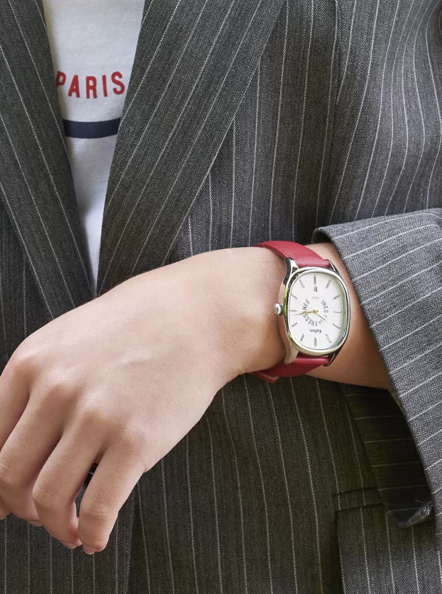 Ines de la Fressange Paris Grande Colorama red watch Kelton x Best Sale