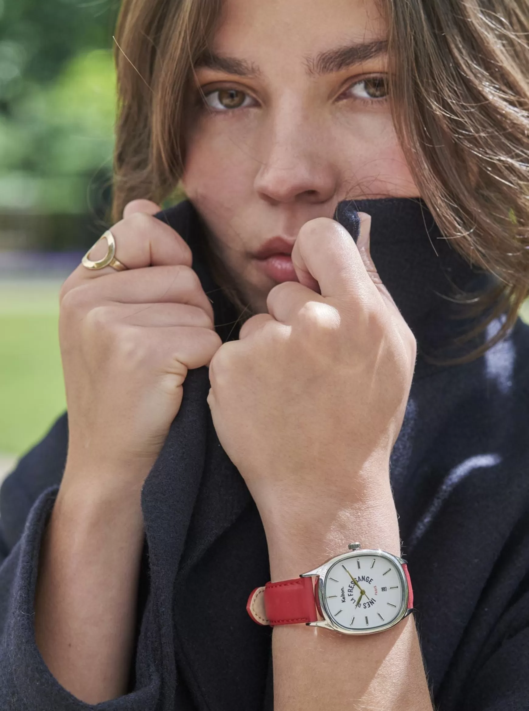 Ines de la Fressange Paris Grande Colorama red watch Kelton x Best Sale
