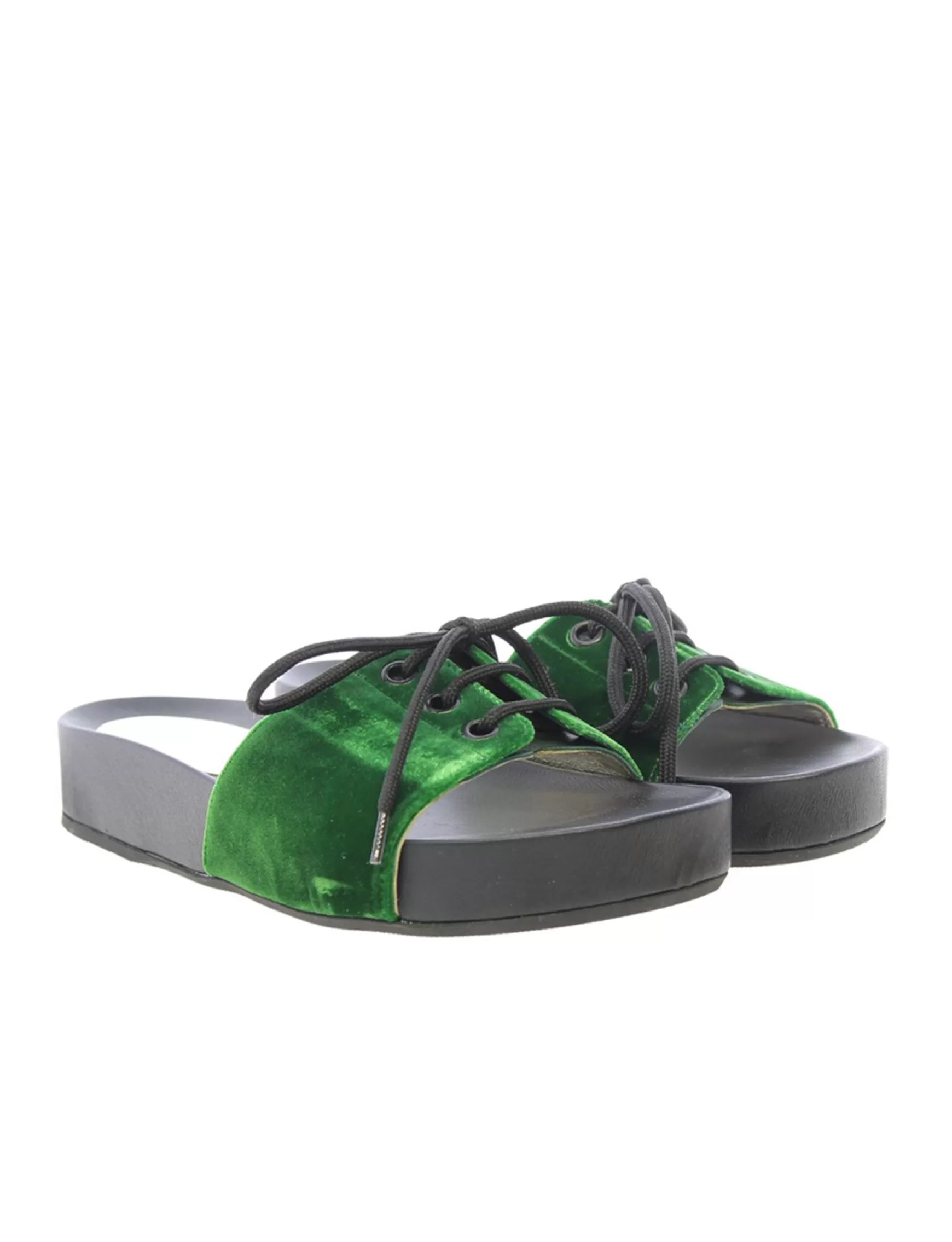 Ines de la Fressange Paris Green lace-up mule Best Sale