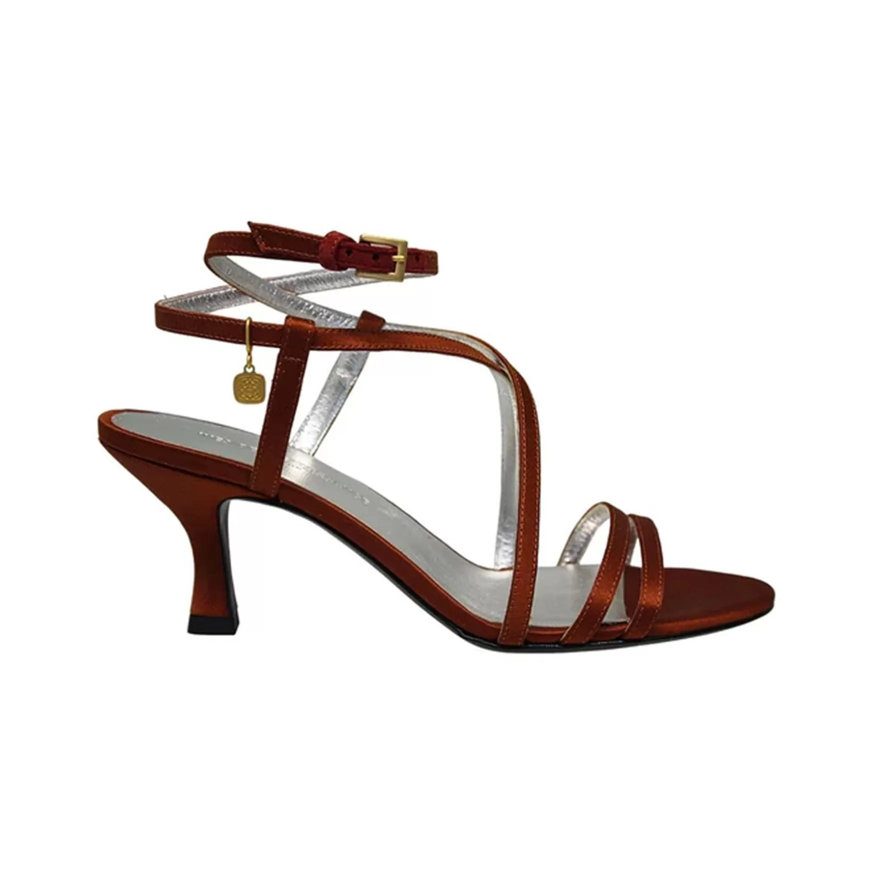 Ines de la Fressange Paris Heeled sandals, tobacco satin straps Fashion
