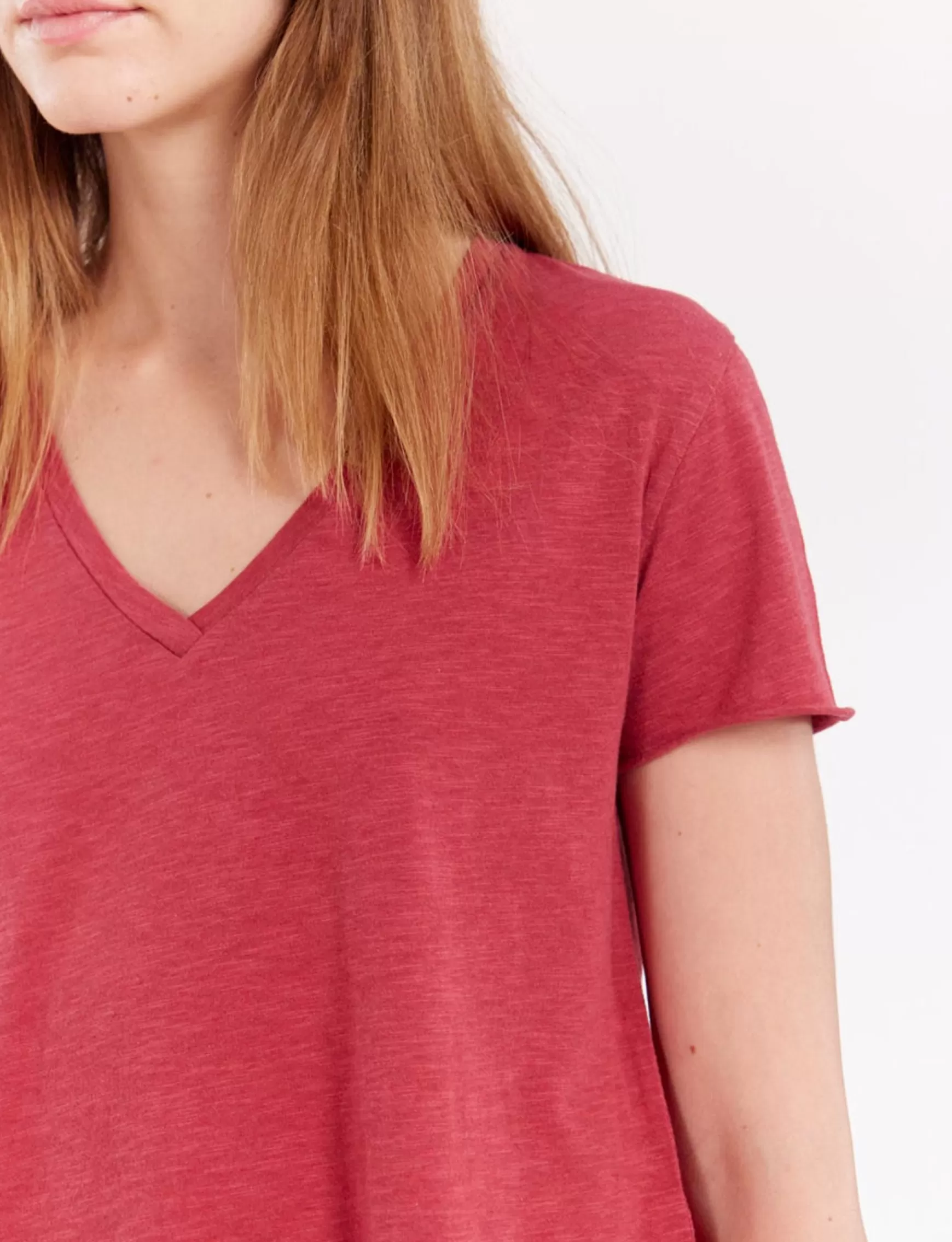 Ines de la Fressange Paris Katalina V-neck T-shirt Raspberry Clearance