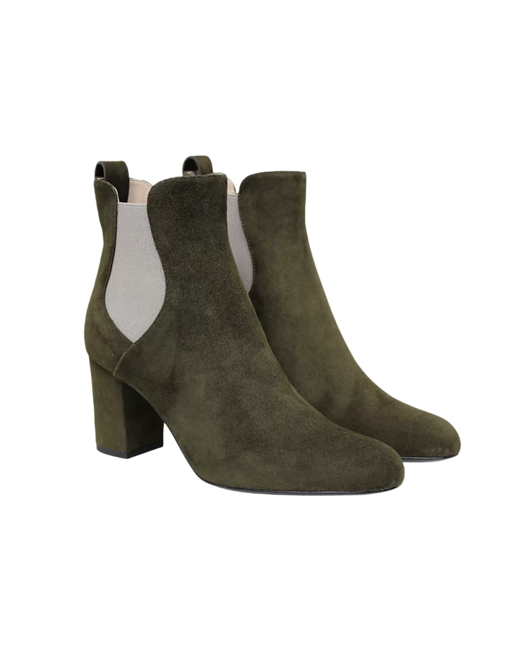 Ines de la Fressange Paris Khaki suede ankle boot Shop
