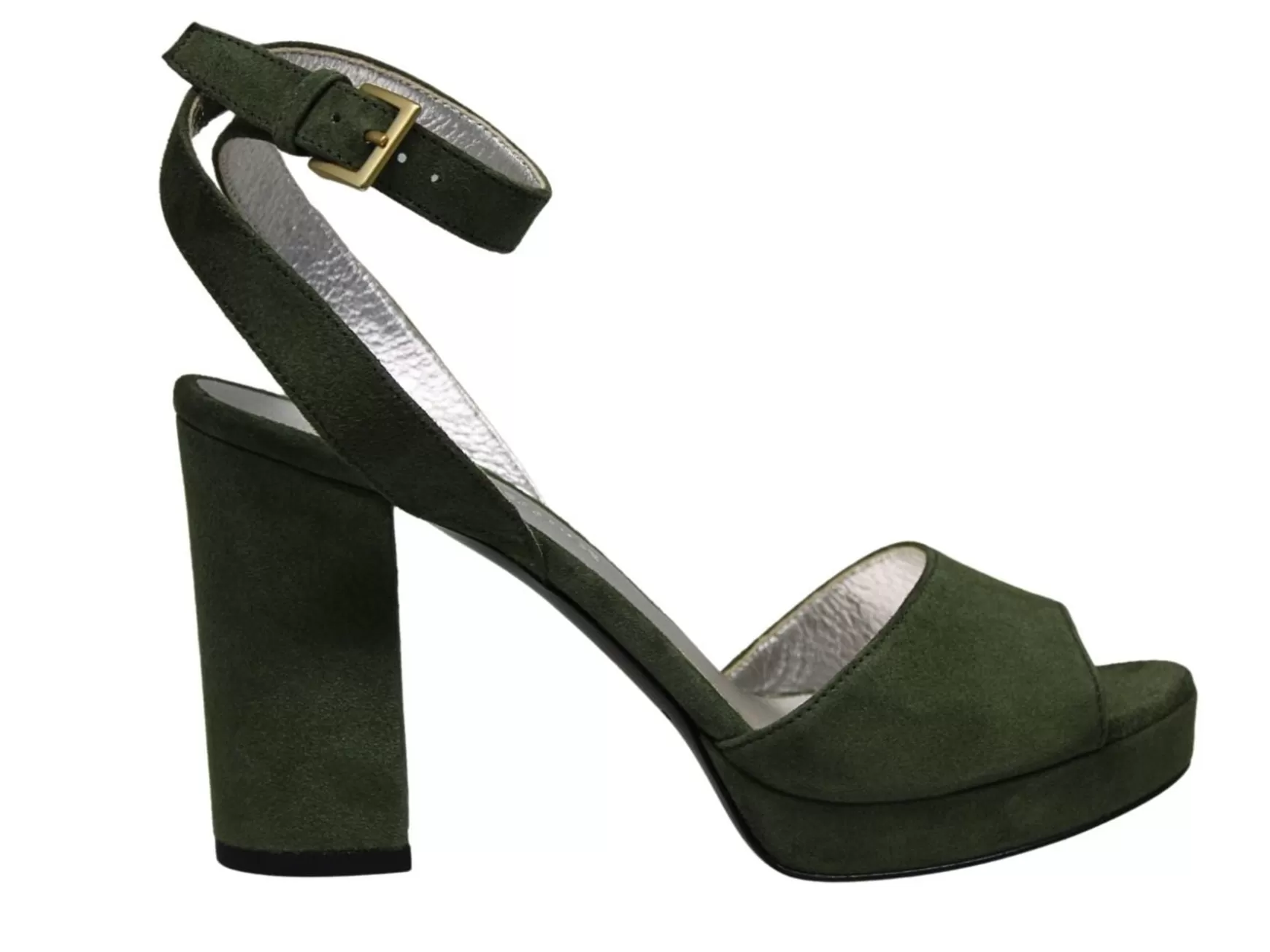 Ines de la Fressange Paris Laura platform sandal in khaki suede Store