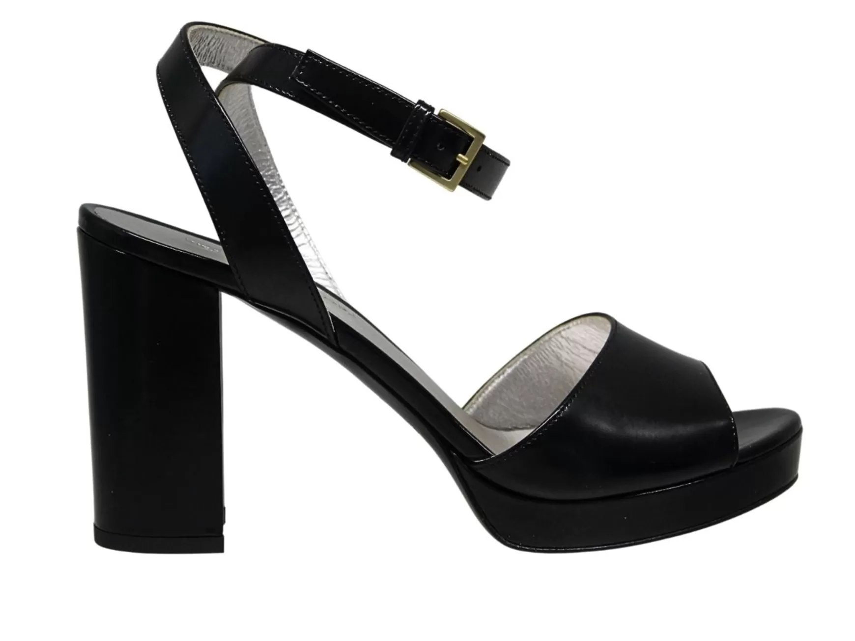 Ines de la Fressange Paris Laura platform sandal in smooth black leather Hot