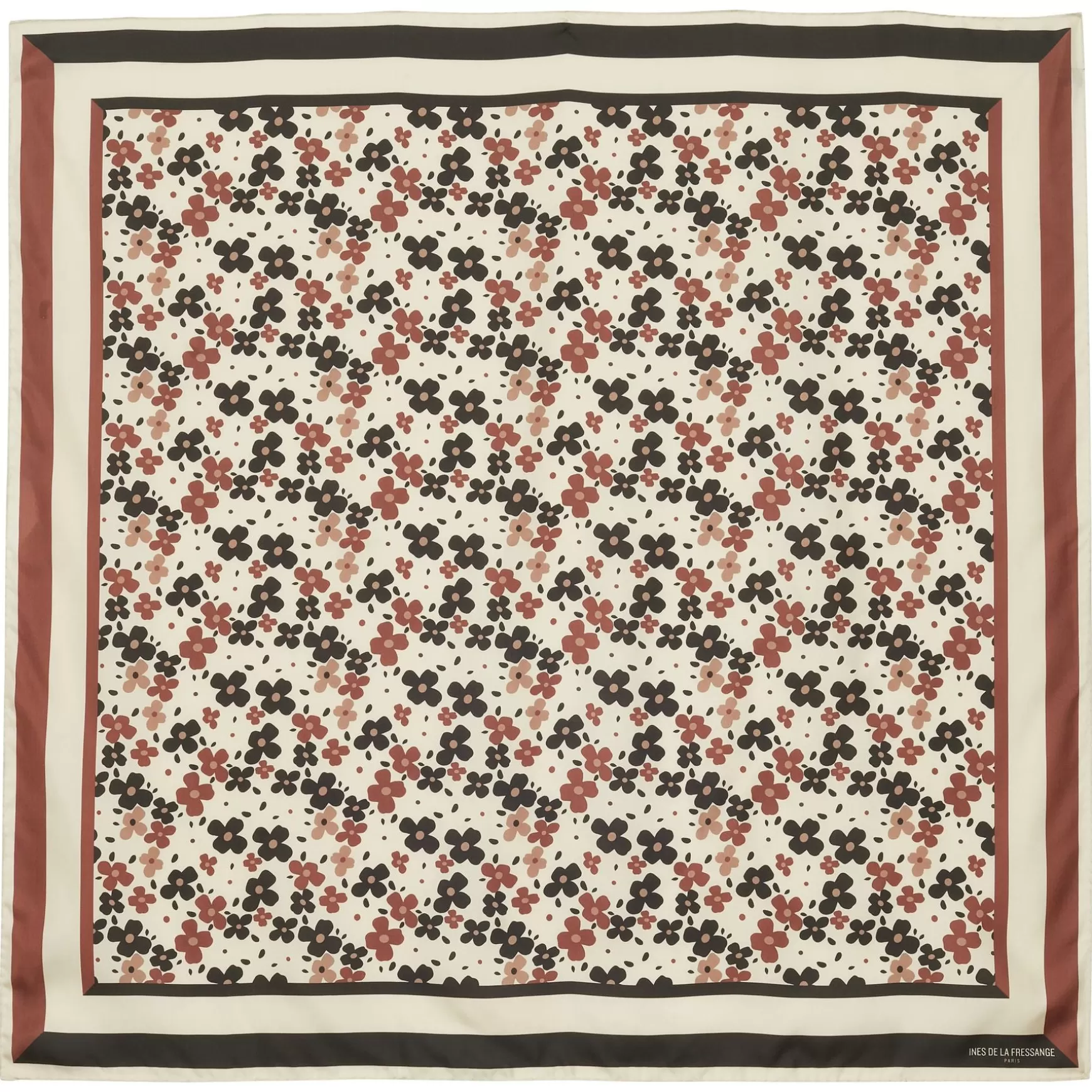 Ines de la Fressange Paris Lewis silk scarf, floral design in a variation of browns Flash Sale