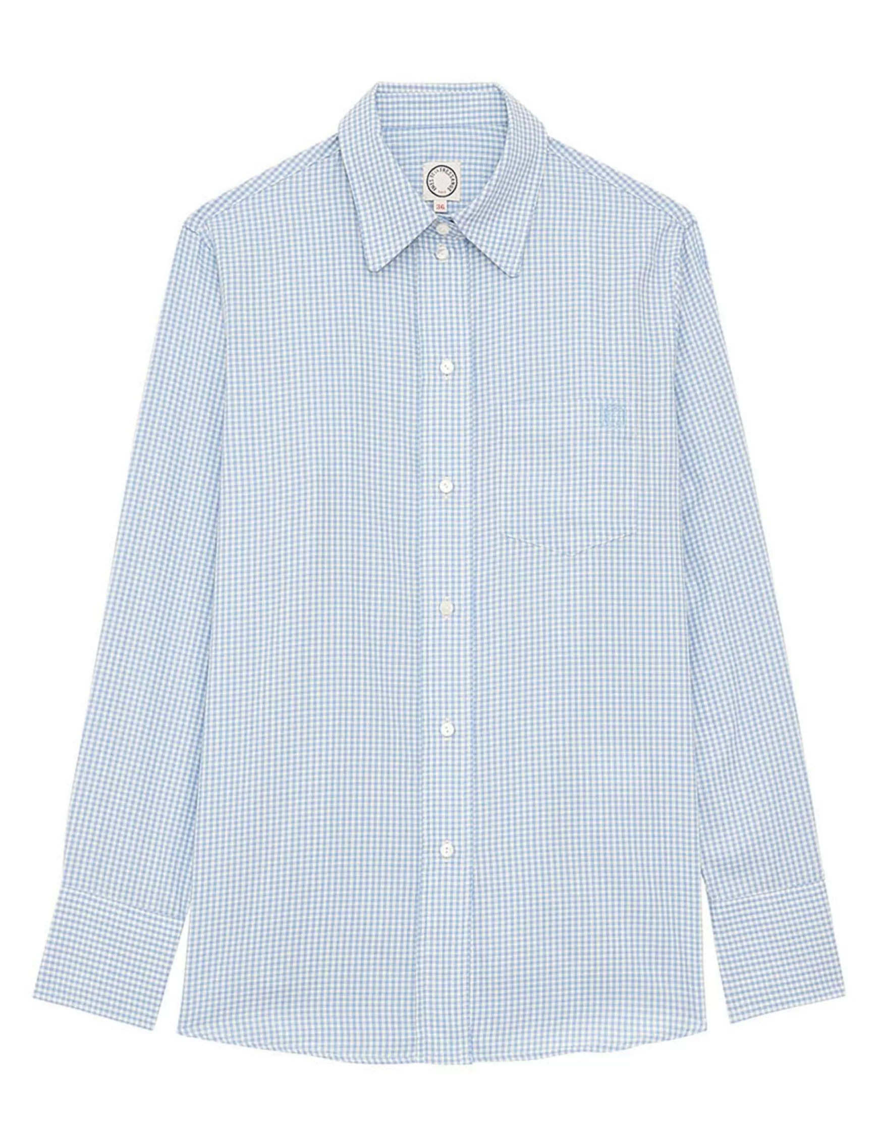 Ines de la Fressange Paris Maureen light blue gingham shirt New