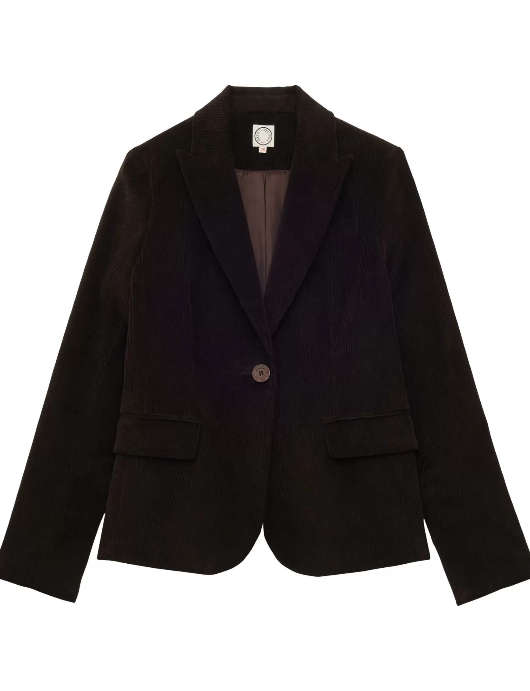Ines de la Fressange Paris Nicoletta jacket in brown milleraies velvet Store