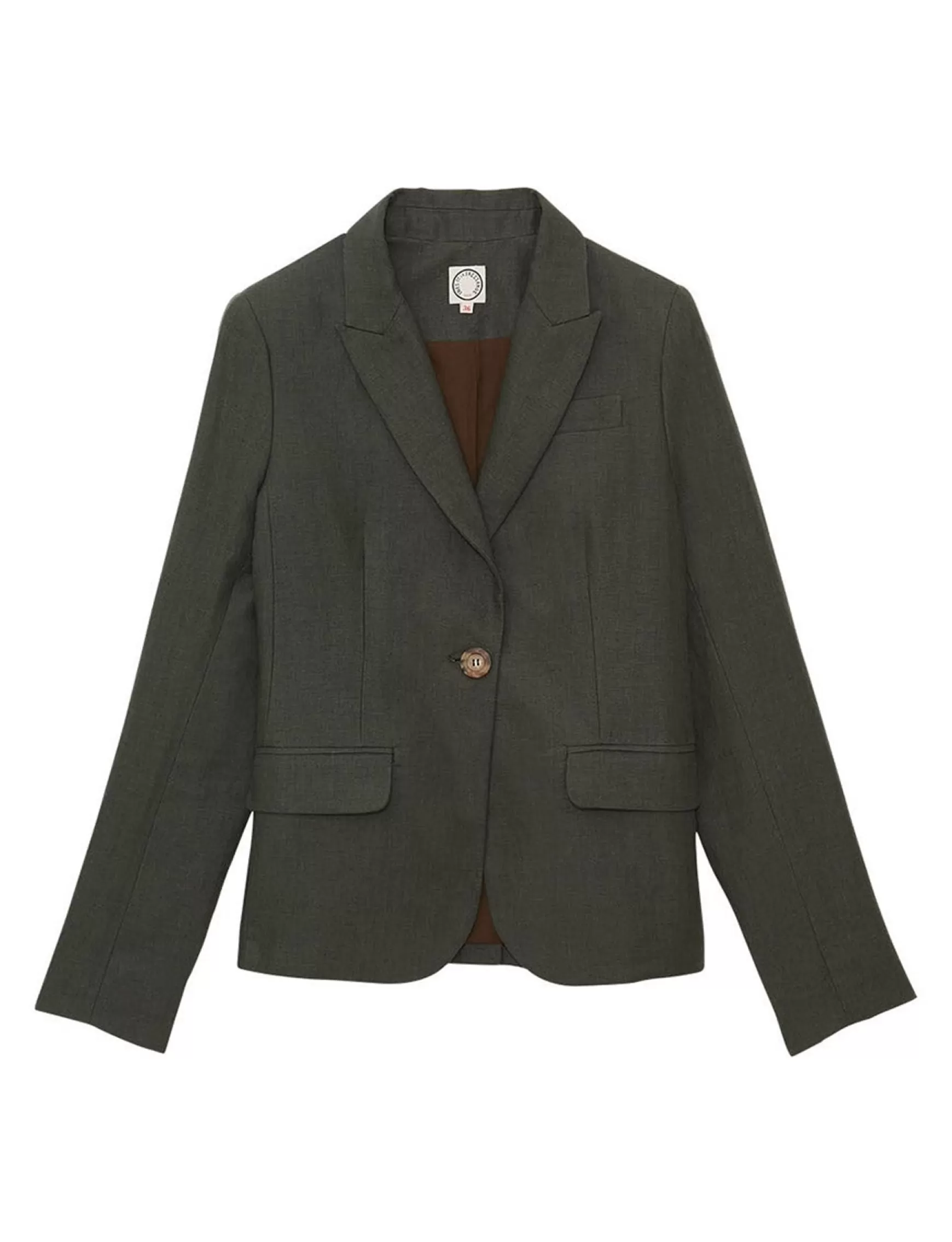 Ines de la Fressange Paris Nicoletta jacket in dark green linen Discount
