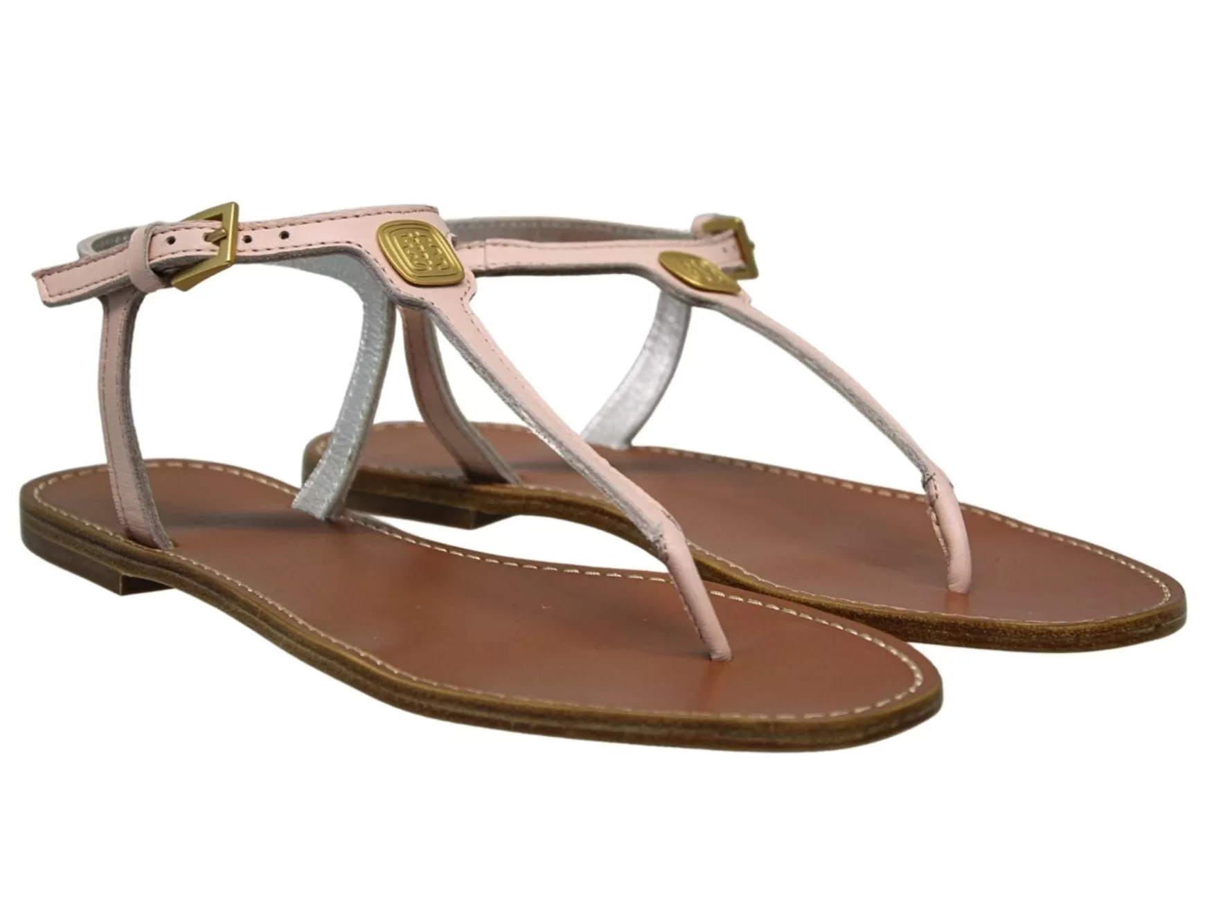Ines de la Fressange Paris Nude leather flat sandals Sale
