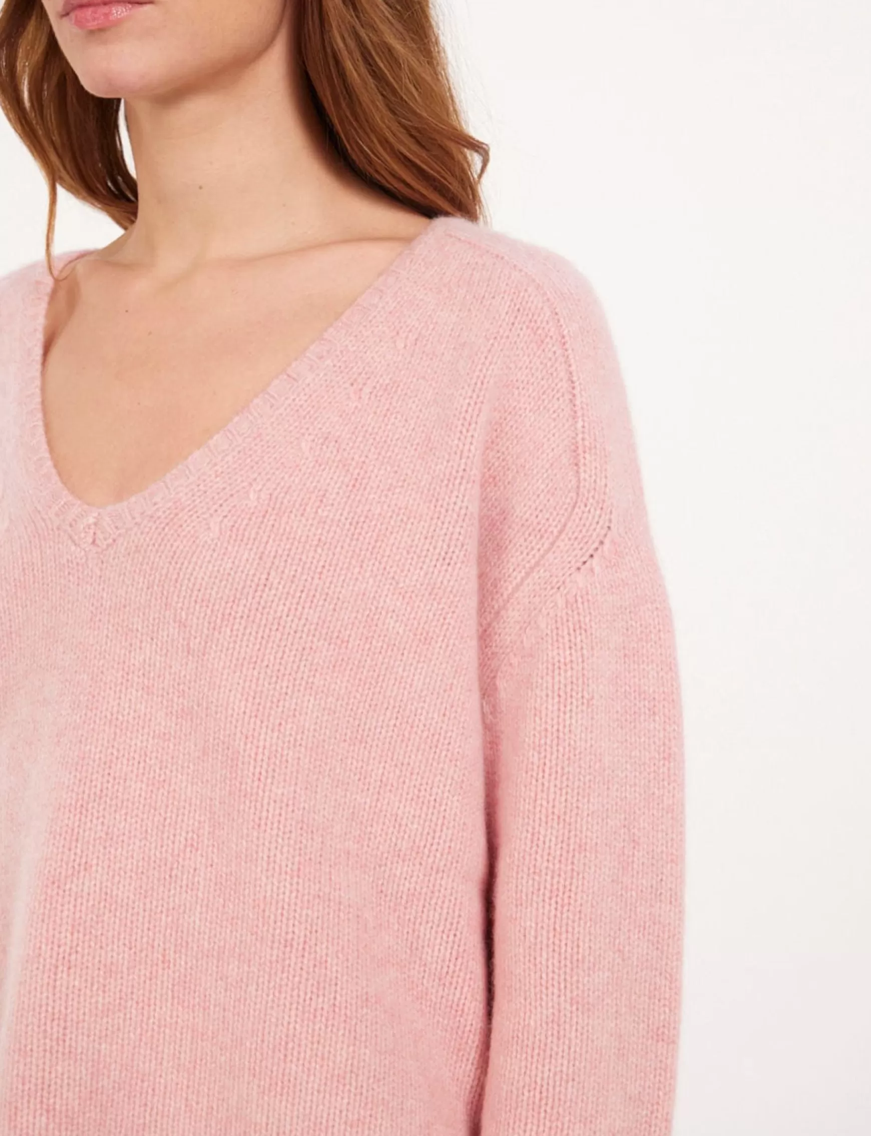 Ines de la Fressange Paris Pink V-neck jumper with hammer sleeves x Notshy Online