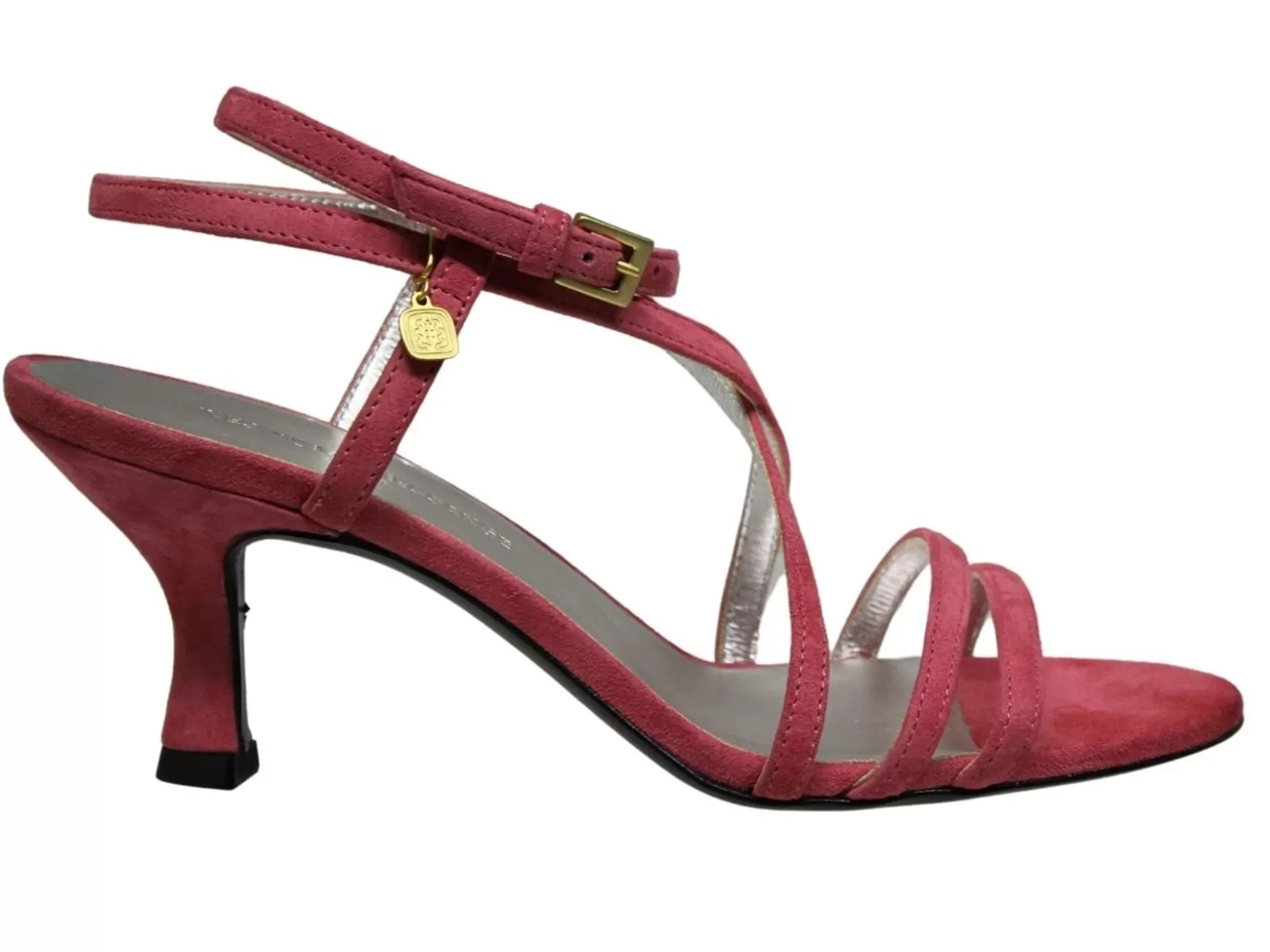 Ines de la Fressange Paris Théa cross-strap sandal in coral suede leather Shop