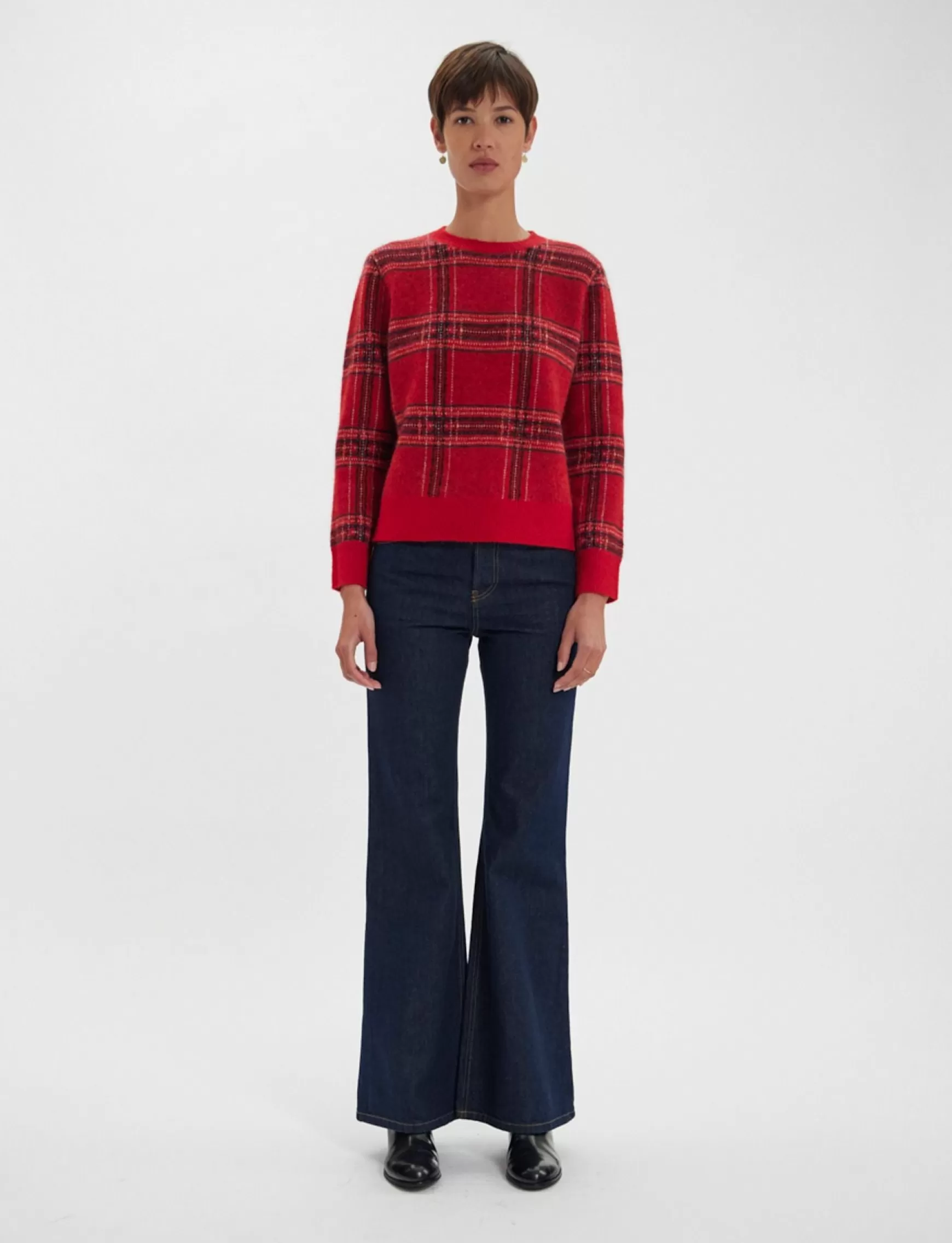 Ines de la Fressange Paris Ulysse red jacquard jumper Clearance