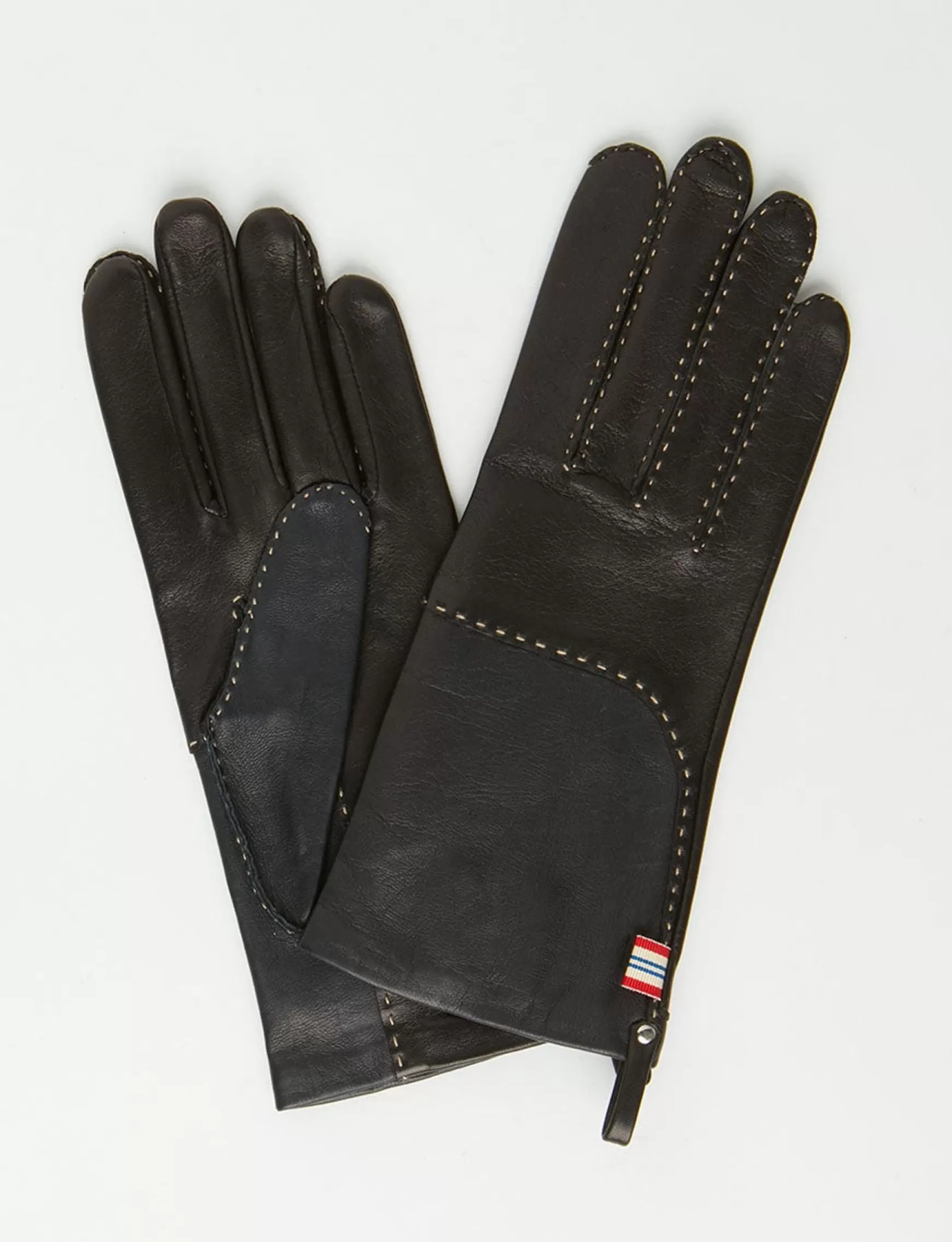 Ines de la Fressange Paris Yael black leather gloves Outlet